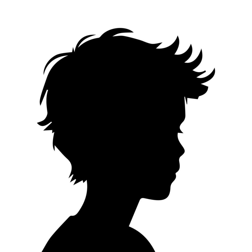 Silhouette of a boy. The side of the child's head. vector