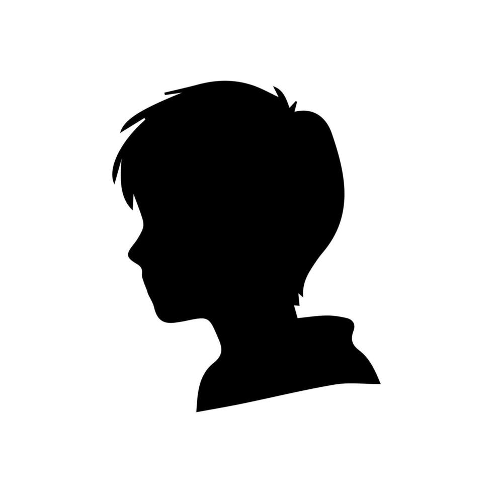 Silhouette of a boy. The side of the child's head. vector