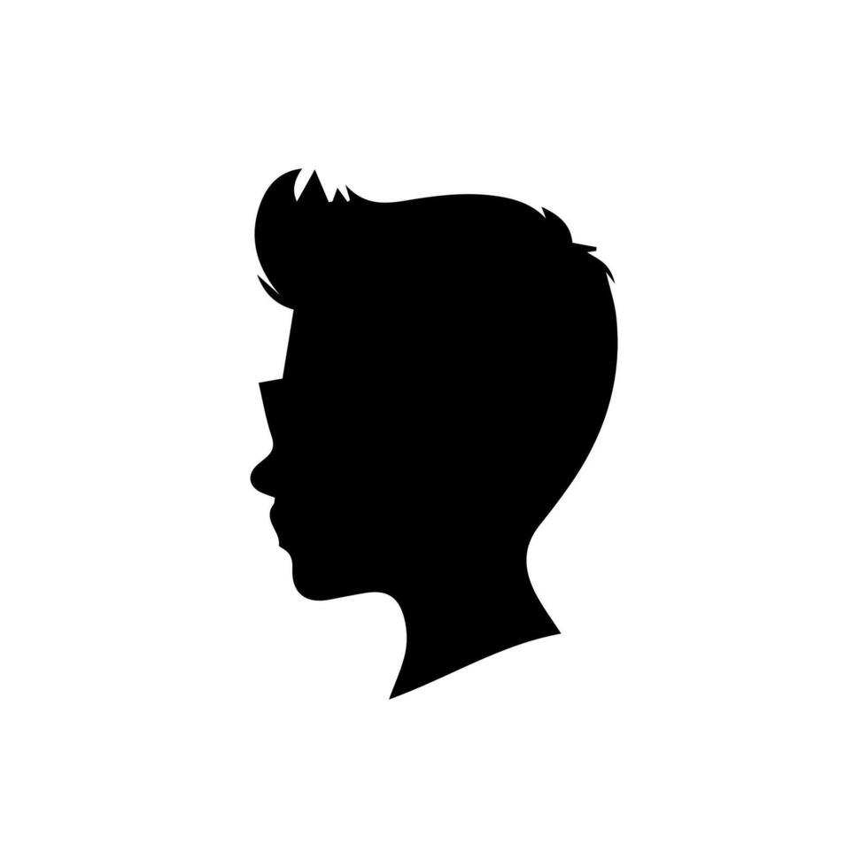 Silhouette of a boy. The side of the child's head. vector