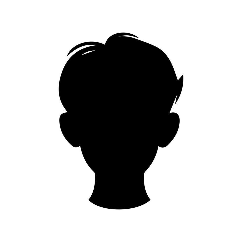 Silhouette of a boy. The side of the child's head. vector