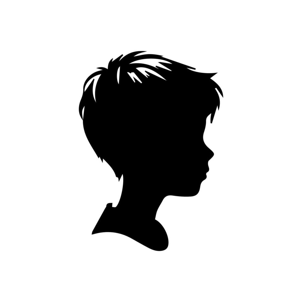 Silhouette of a boy. The side of the child's head. vector