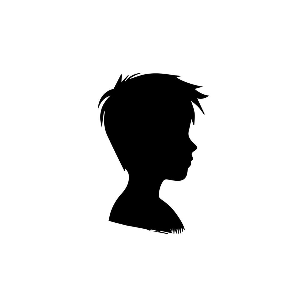 Silhouette of a boy. The side of the child's head. vector