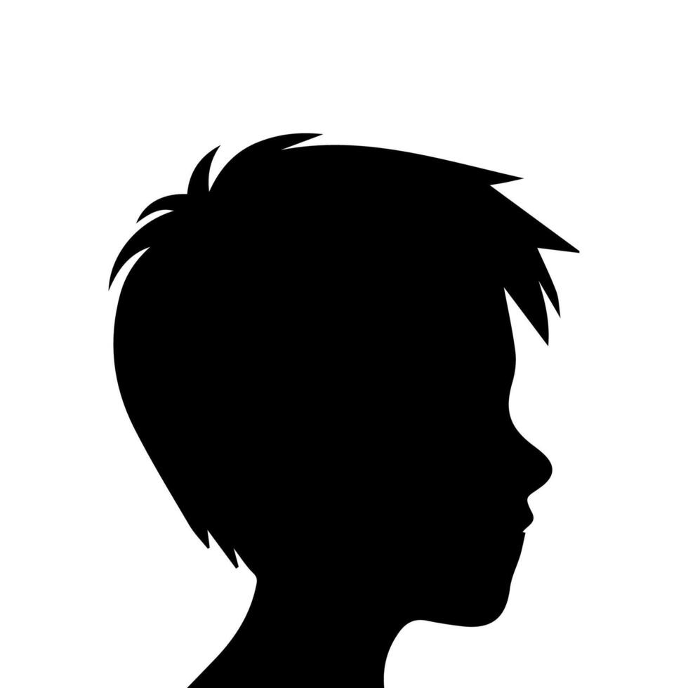 Silhouette of a boy. The side of the child's head. vector