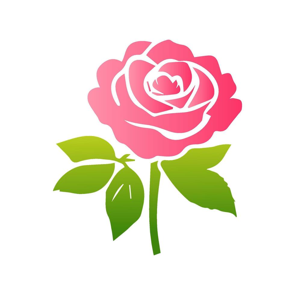 Pink rose flowers, floral decorated with gorgeous multicolored blooming flowers and leaves border. Spring botanical flat illustration on white background vector
