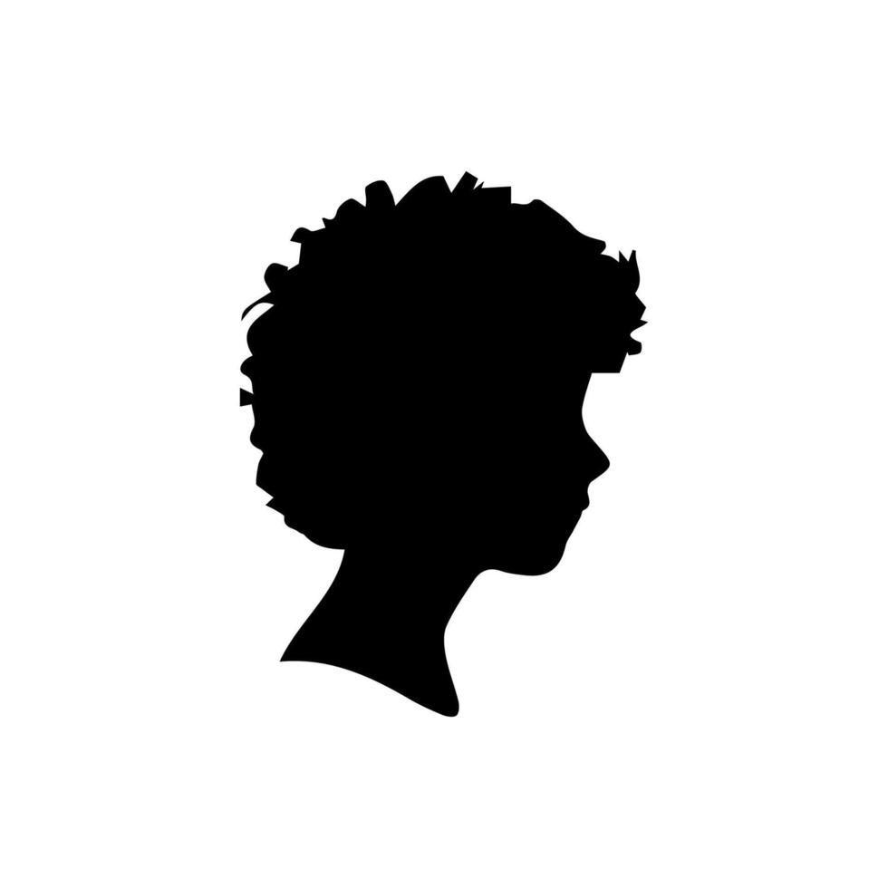 Silhouette of a boy. The side of the child's head. vector