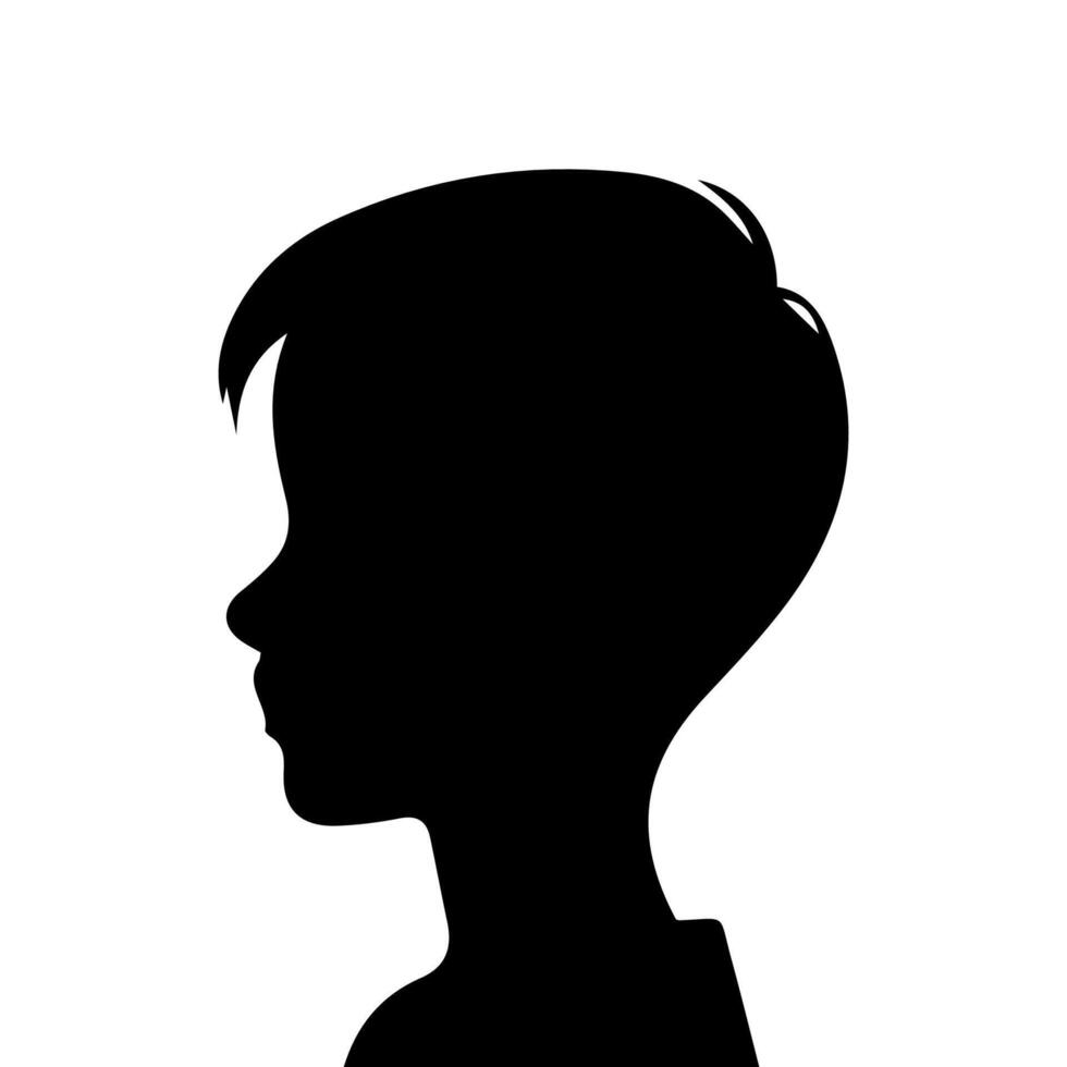 Silhouette of a boy. The side of the child's head. vector