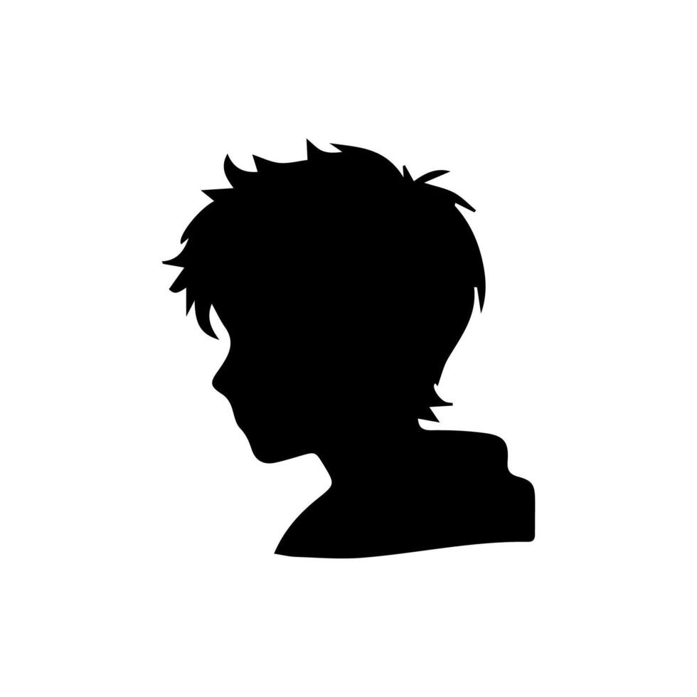 Silhouette of a boy. The side of the child's head. vector