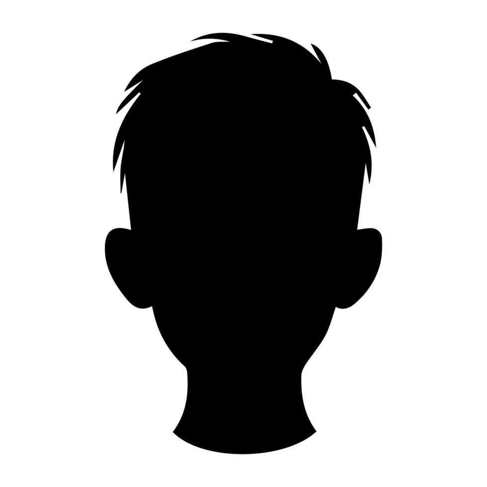 Silhouette of a boy. The side of the child's head. vector
