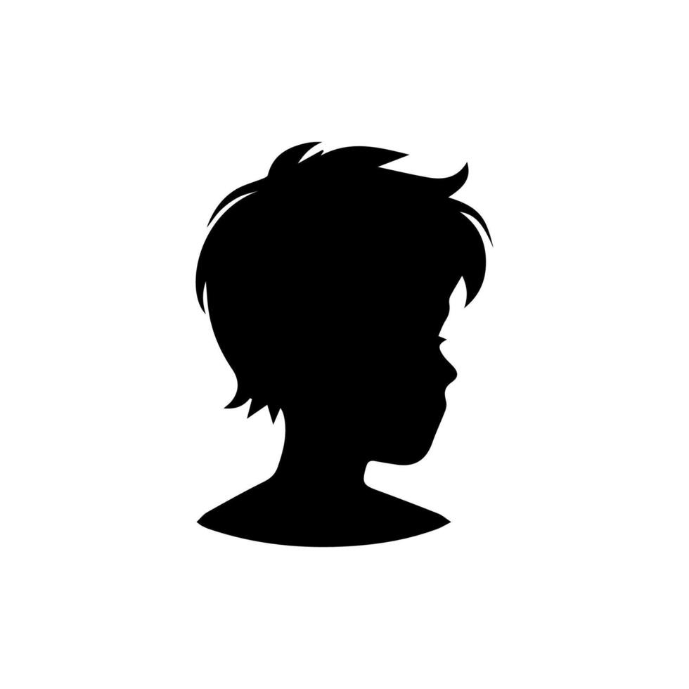 Silhouette of a boy. The side of the child's head. vector