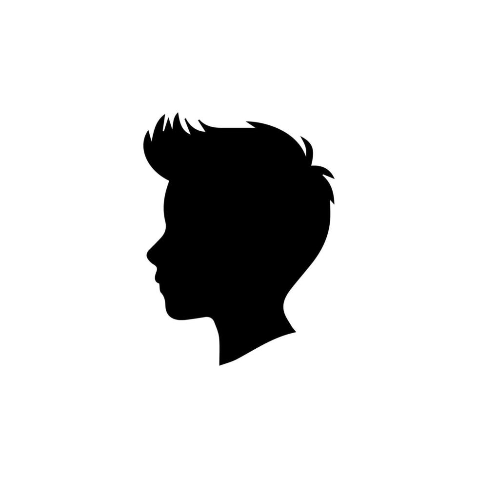 Silhouette of a boy. The side of the child's head. vector