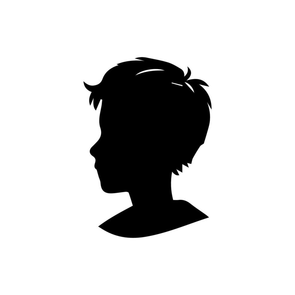 Silhouette of a boy. The side of the child's head. vector