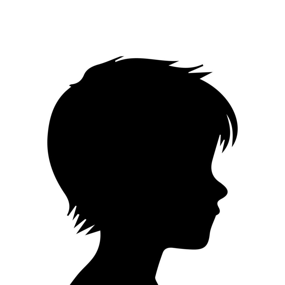 Silhouette of a boy. The side of the child's head. vector