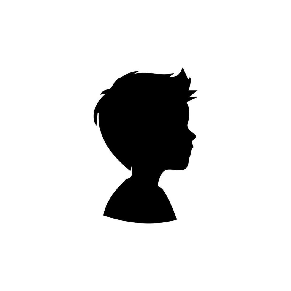 Silhouette of a boy. The side of the child's head. vector