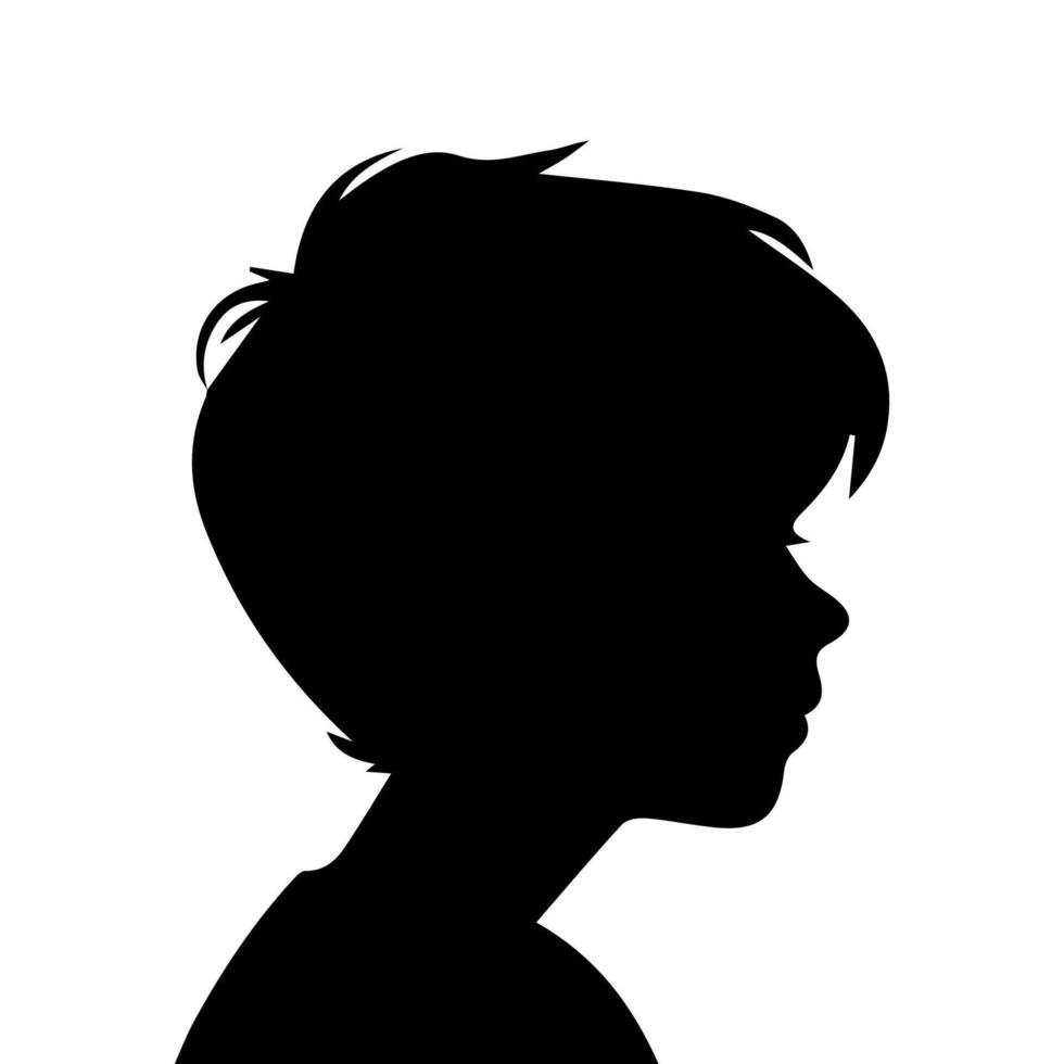 Silhouette of a boy. The side of the child's head. vector