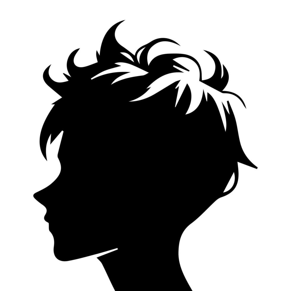Silhouette of a boy. The side of the child's head. vector