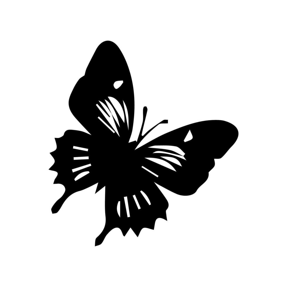 Butterfly silhouettes. Cute spring insects with openwork wings, flying butterfly. Winged insect, various detail beautiful moth decorative wildlife elements. vector