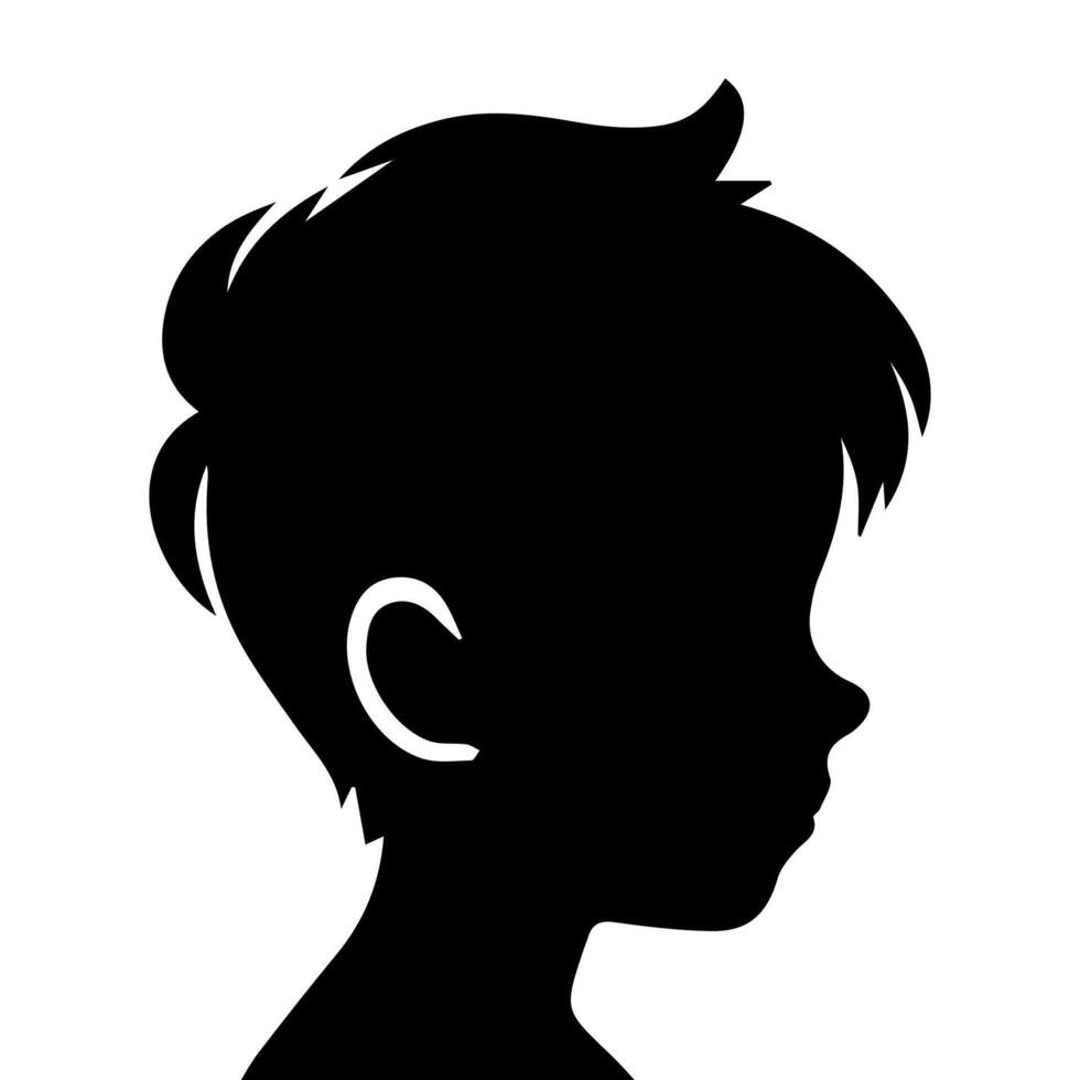 Silhouette of a boy. The side of the child's head. vector