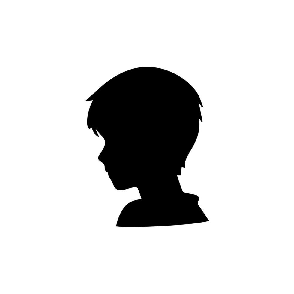Silhouette of a boy. The side of the child's head. vector