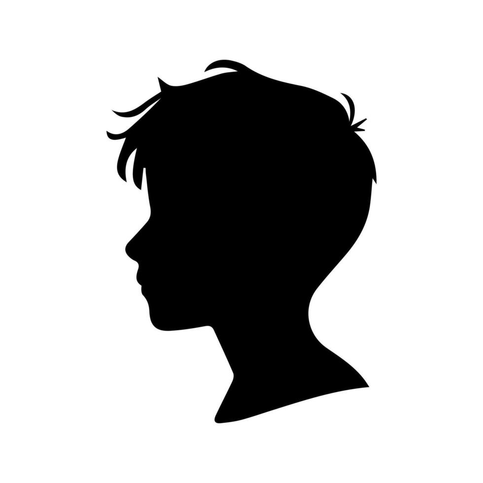 Silhouette of a boy. The side of the child's head. vector