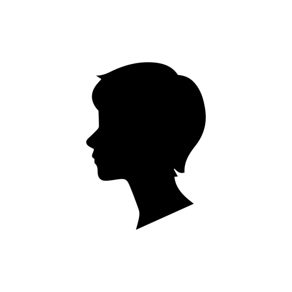 Silhouette of a boy. The side of the child's head. vector