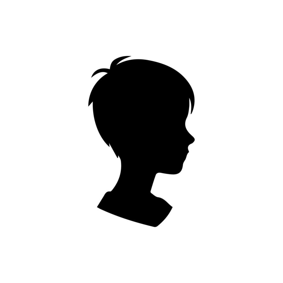 Silhouette of a boy. The side of the child's head. vector