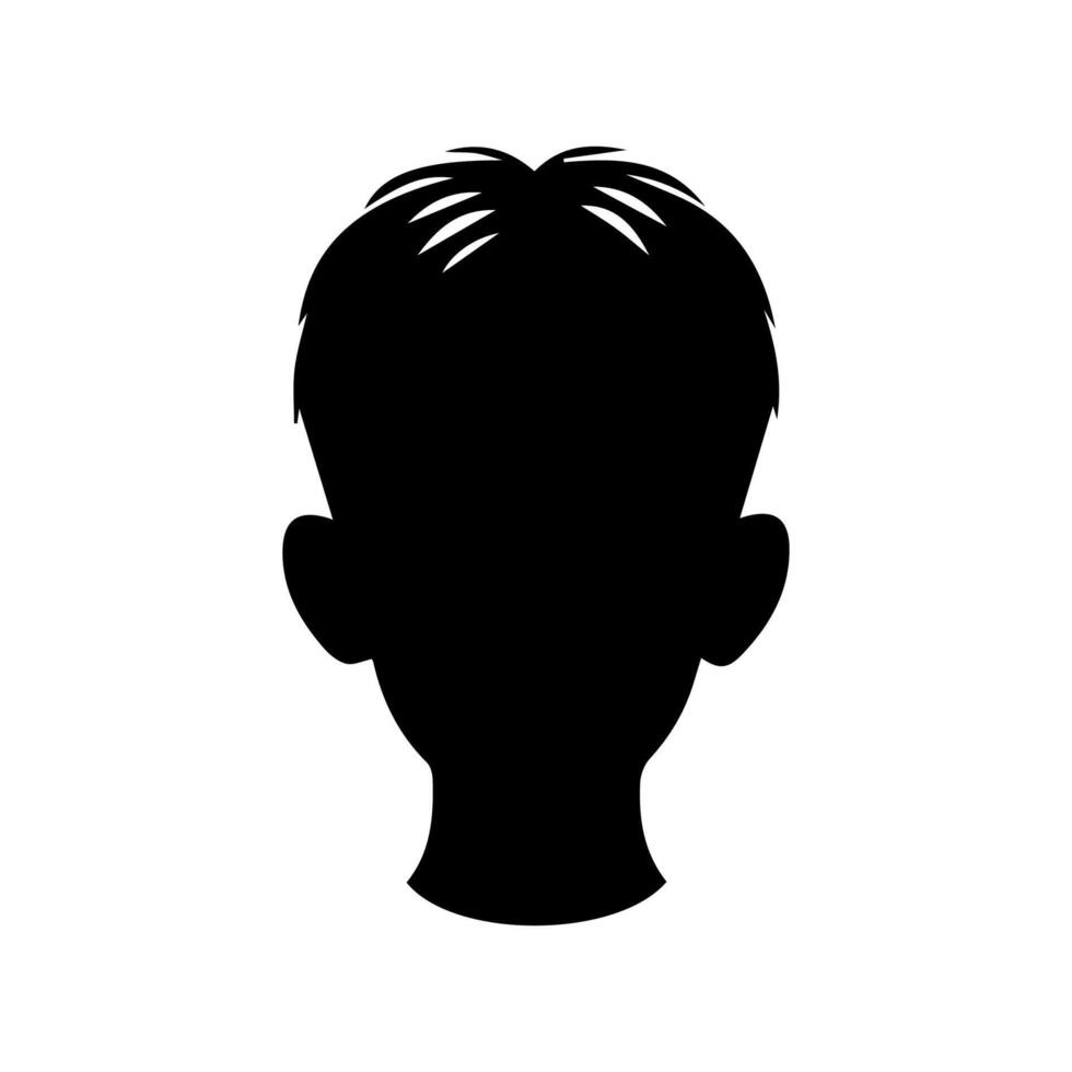 Silhouette of a boy. The side of the child's head. vector