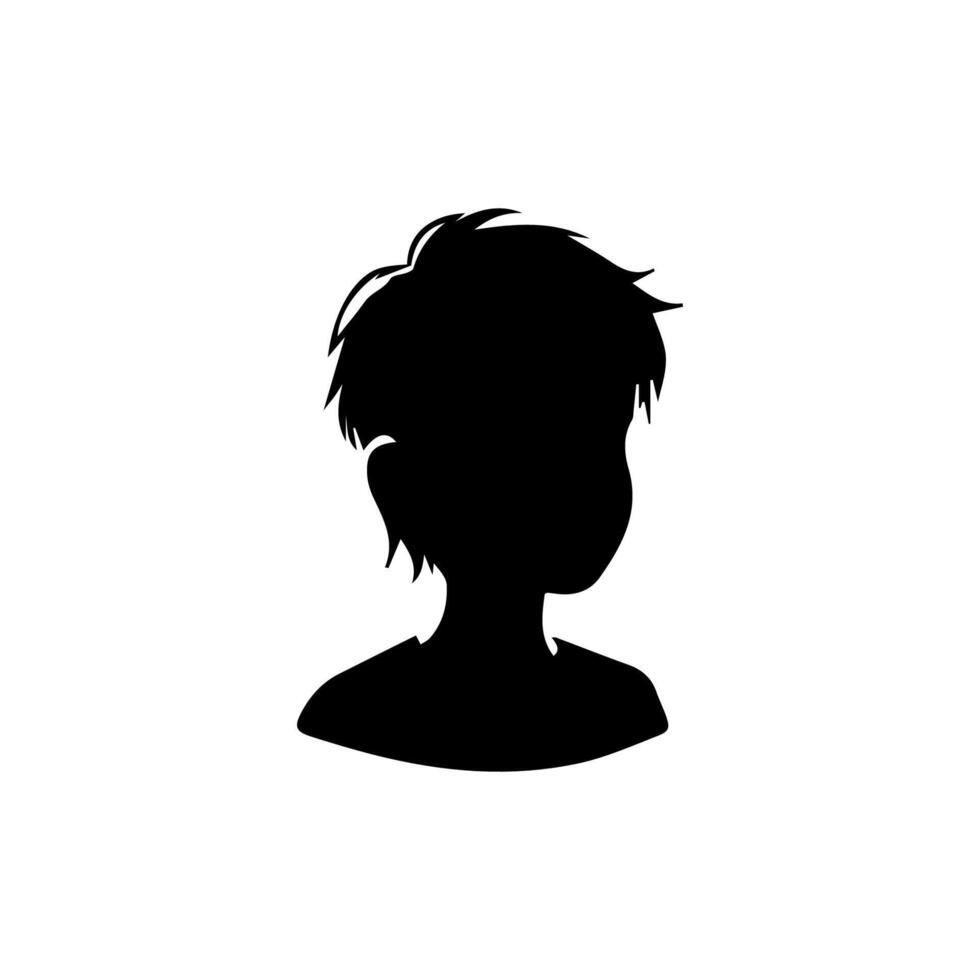 Silhouette of a boy. The side of the child's head. vector