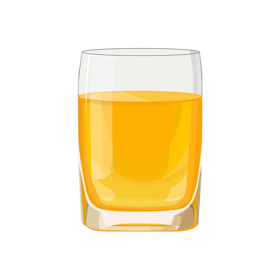 Full glass of yellow juice isolated on white background. illustration in flat style with drink. Clipart for card, banner, flyer, poster design vector