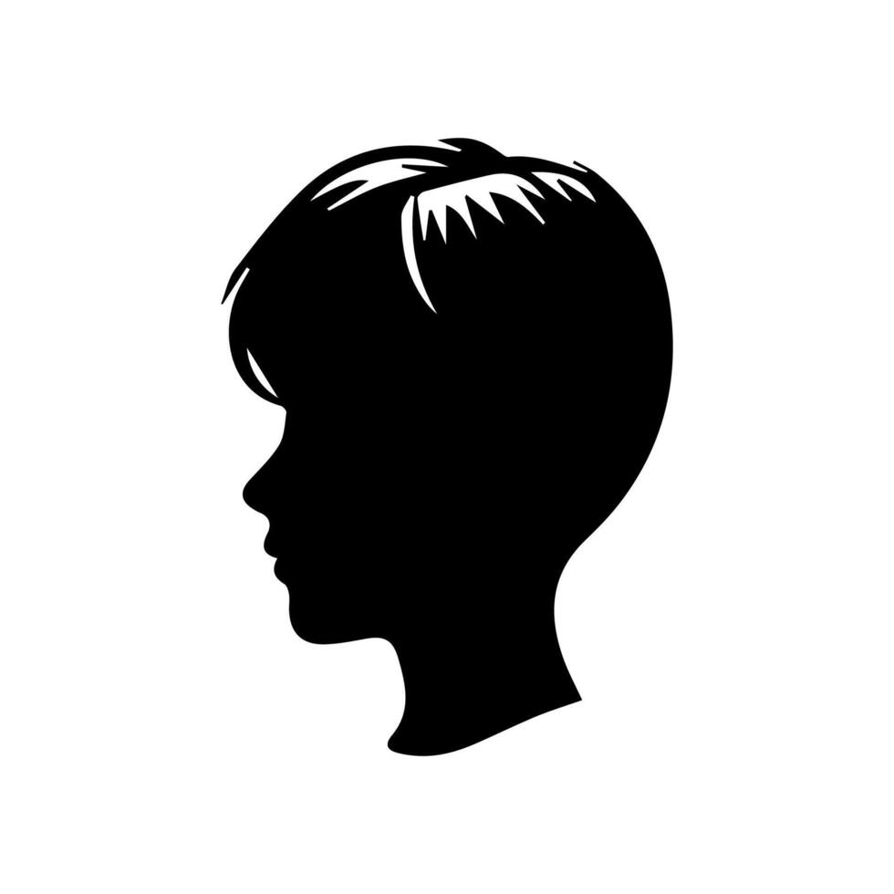 Silhouette of a boy. The side of the child's head. vector