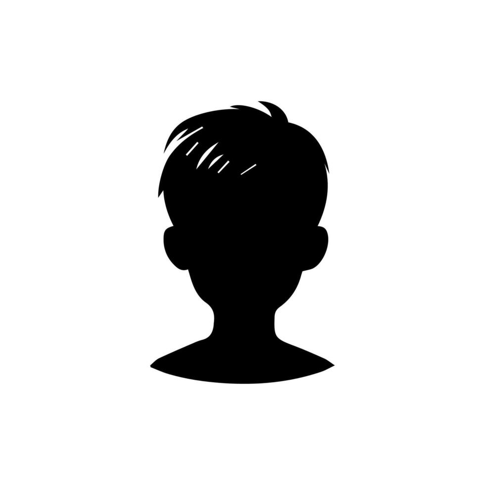 Silhouette of a boy. The side of the child's head. vector