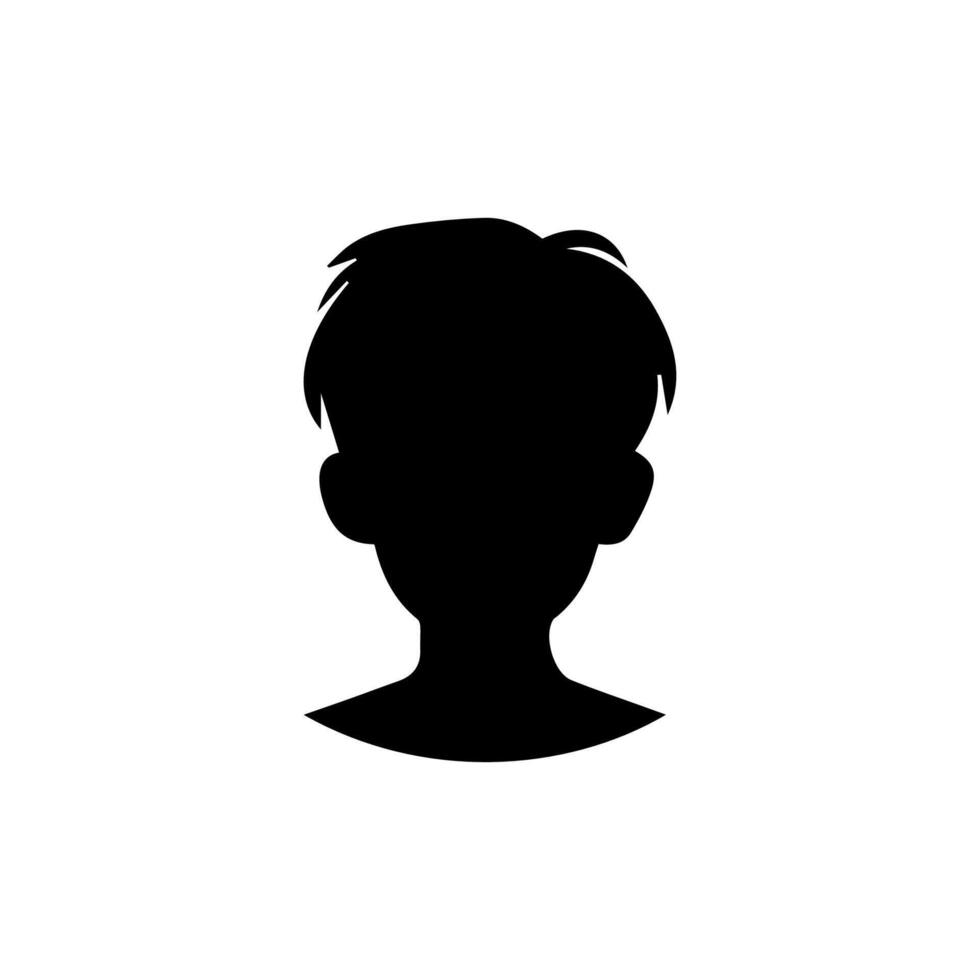 Silhouette of a boy. The side of the child's head. vector