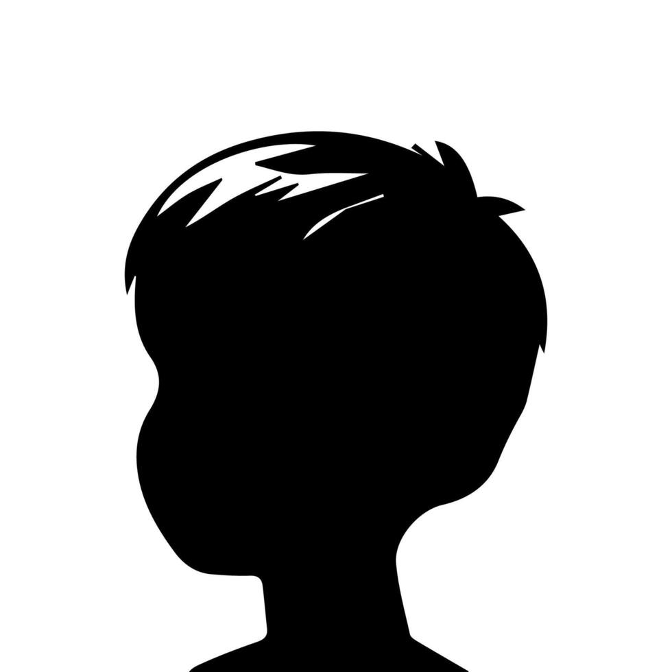 Silhouette of a boy. The side of the child's head. vector