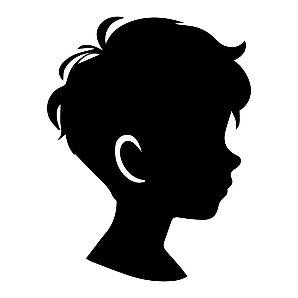 Silhouette of a boy. The side of the child's head. vector