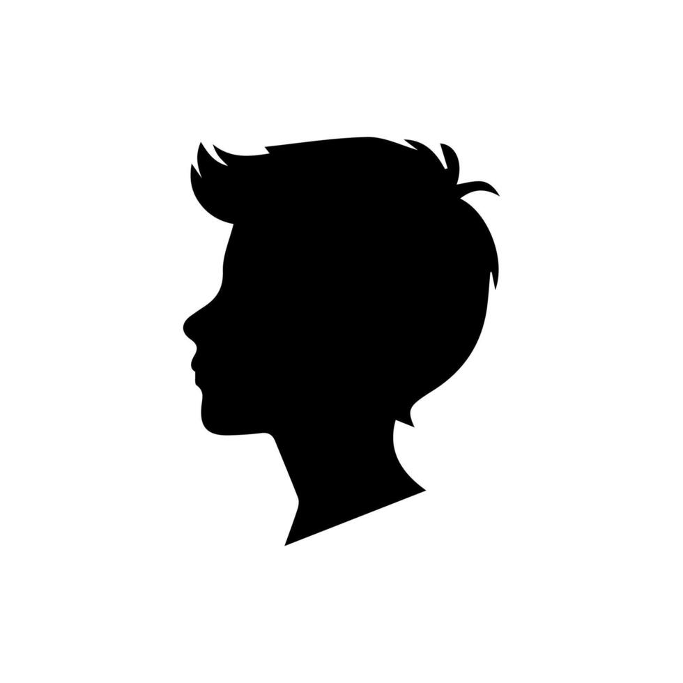 Silhouette of a boy. The side of the child's head. vector