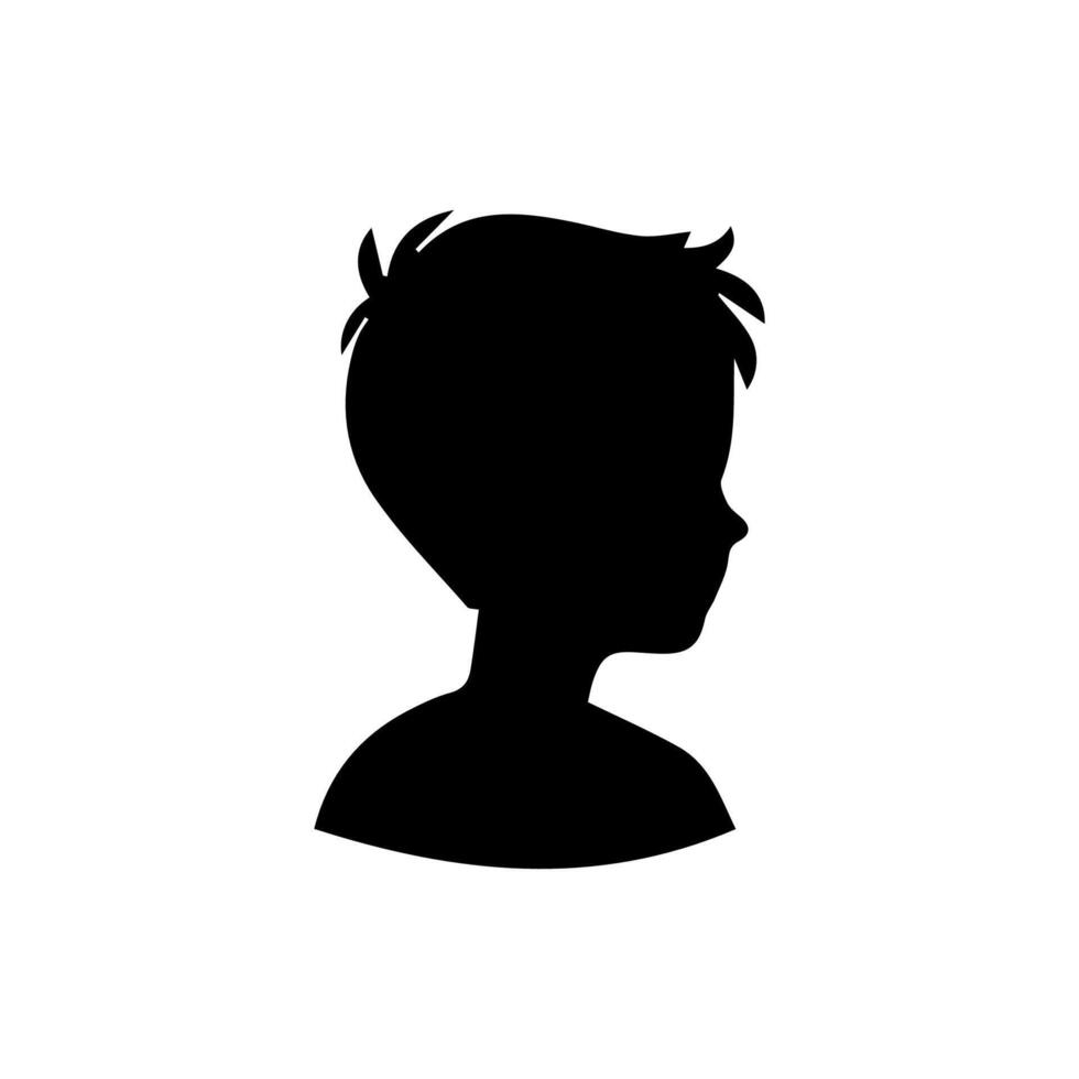 Silhouette of a boy. The side of the child's head. vector