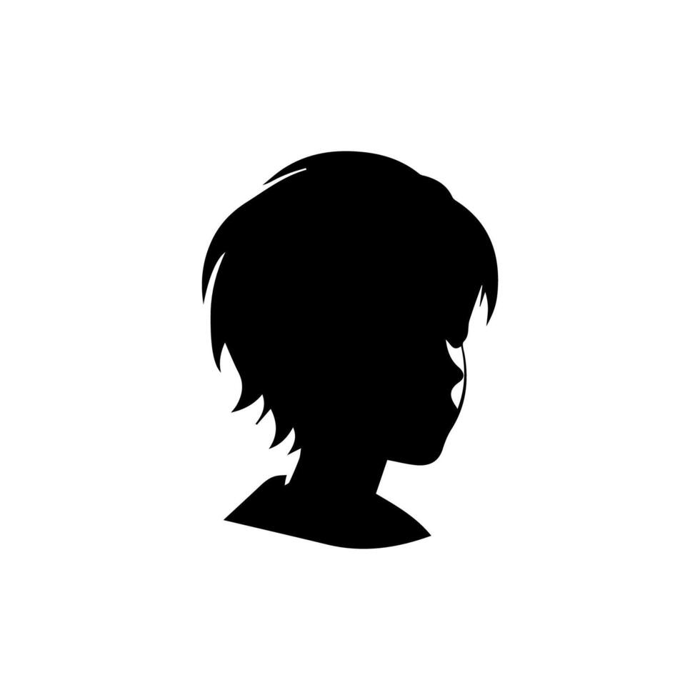 Silhouette of a boy. The side of the child's head. vector
