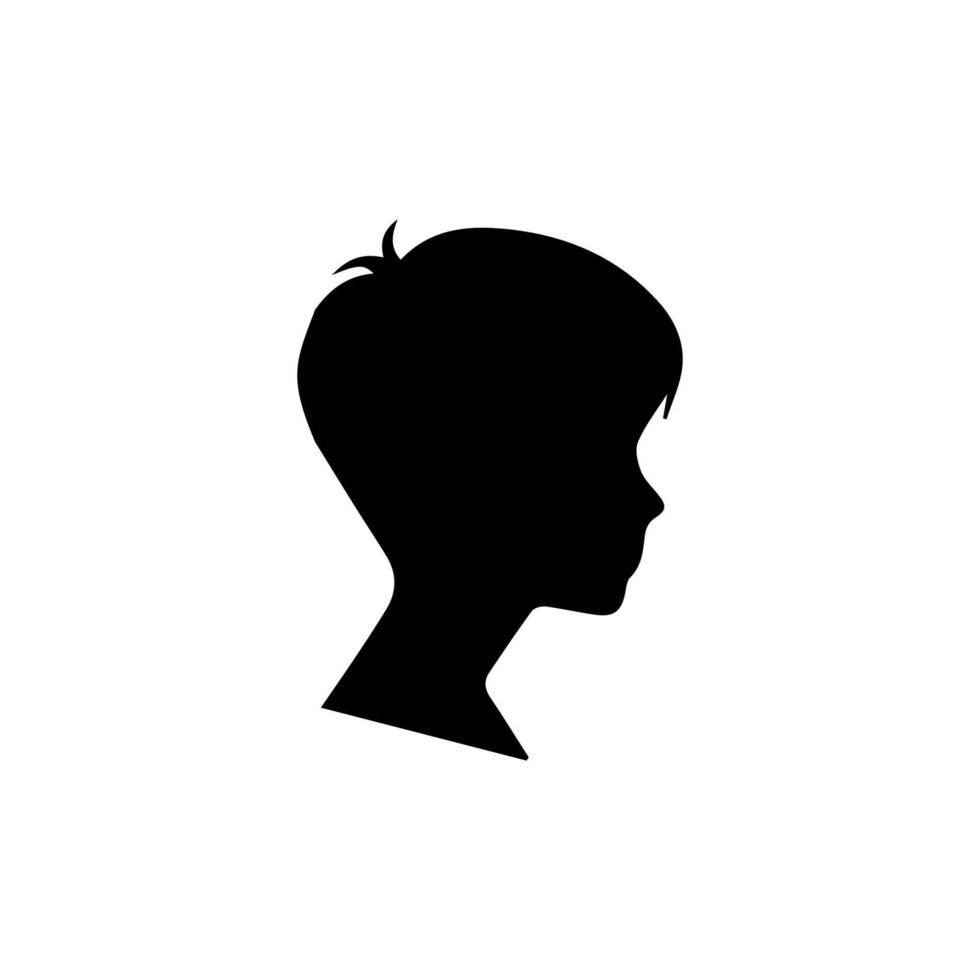 Silhouette of a boy. The side of the child's head. vector