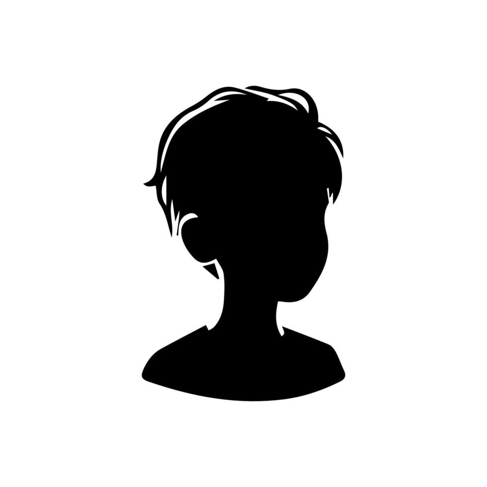 Silhouette of a boy. The side of the child's head. vector
