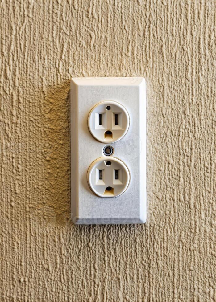 an electrical outlet on a wall with two outlets photo