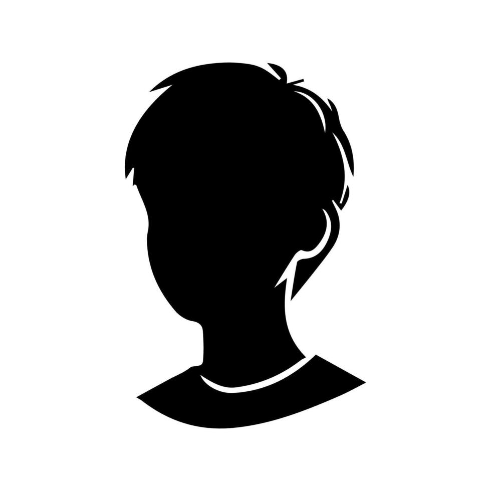 Silhouette of a boy. The side of the child's head. vector