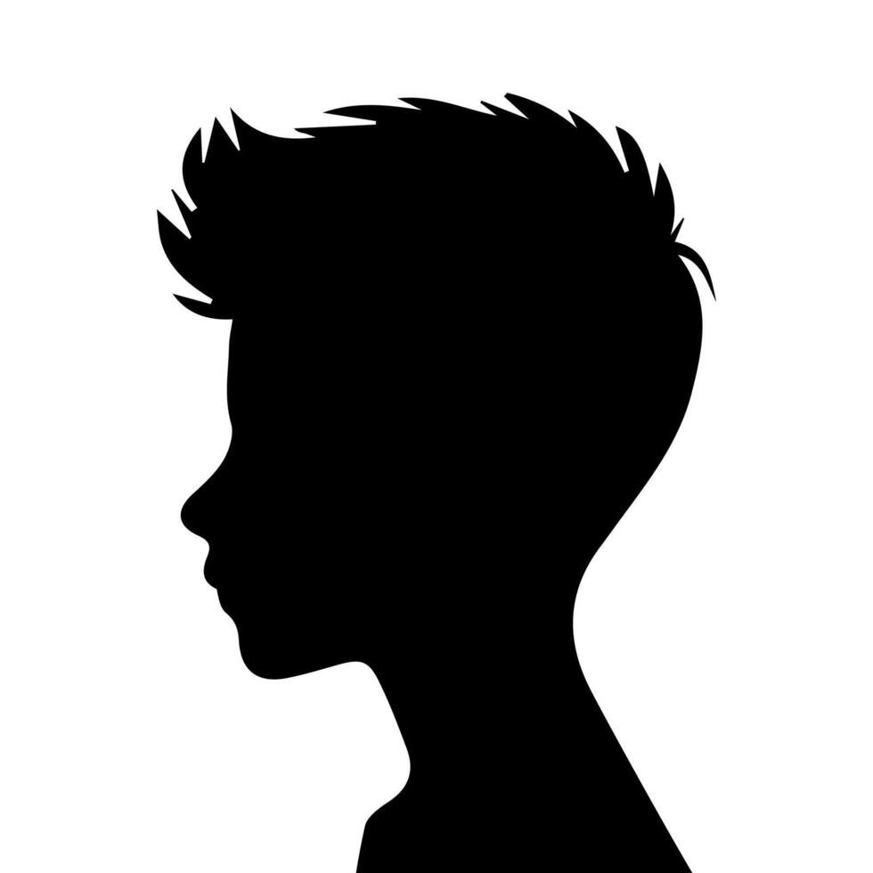 Silhouette of a boy. The side of the child's head. vector