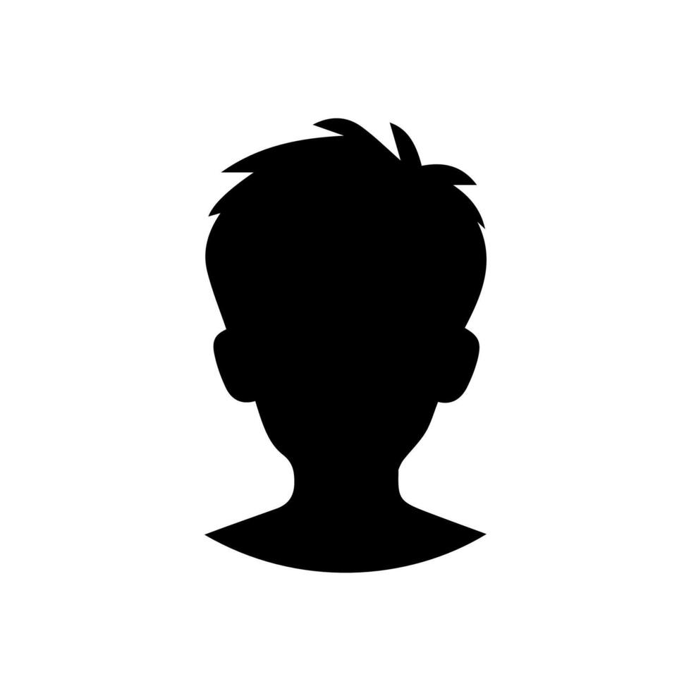 Silhouette of a boy. The side of the child's head. vector