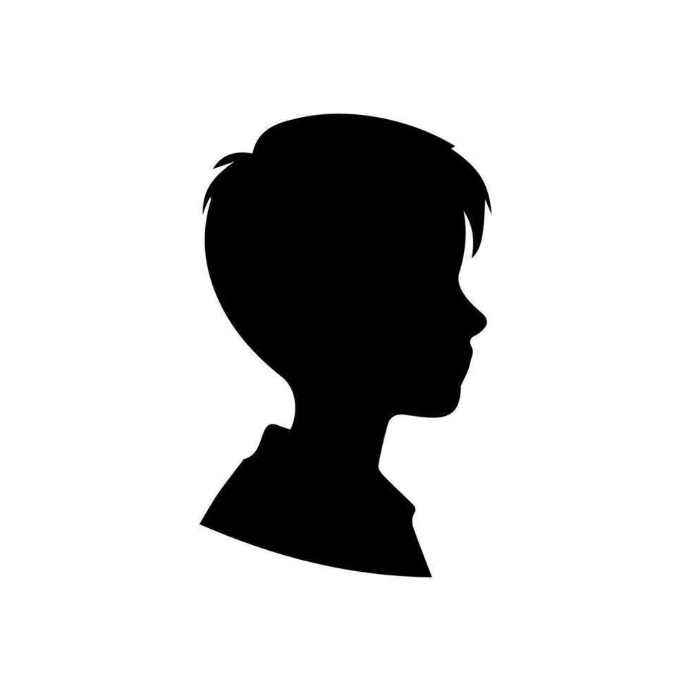 Silhouette of a boy. The side of the child's head. vector