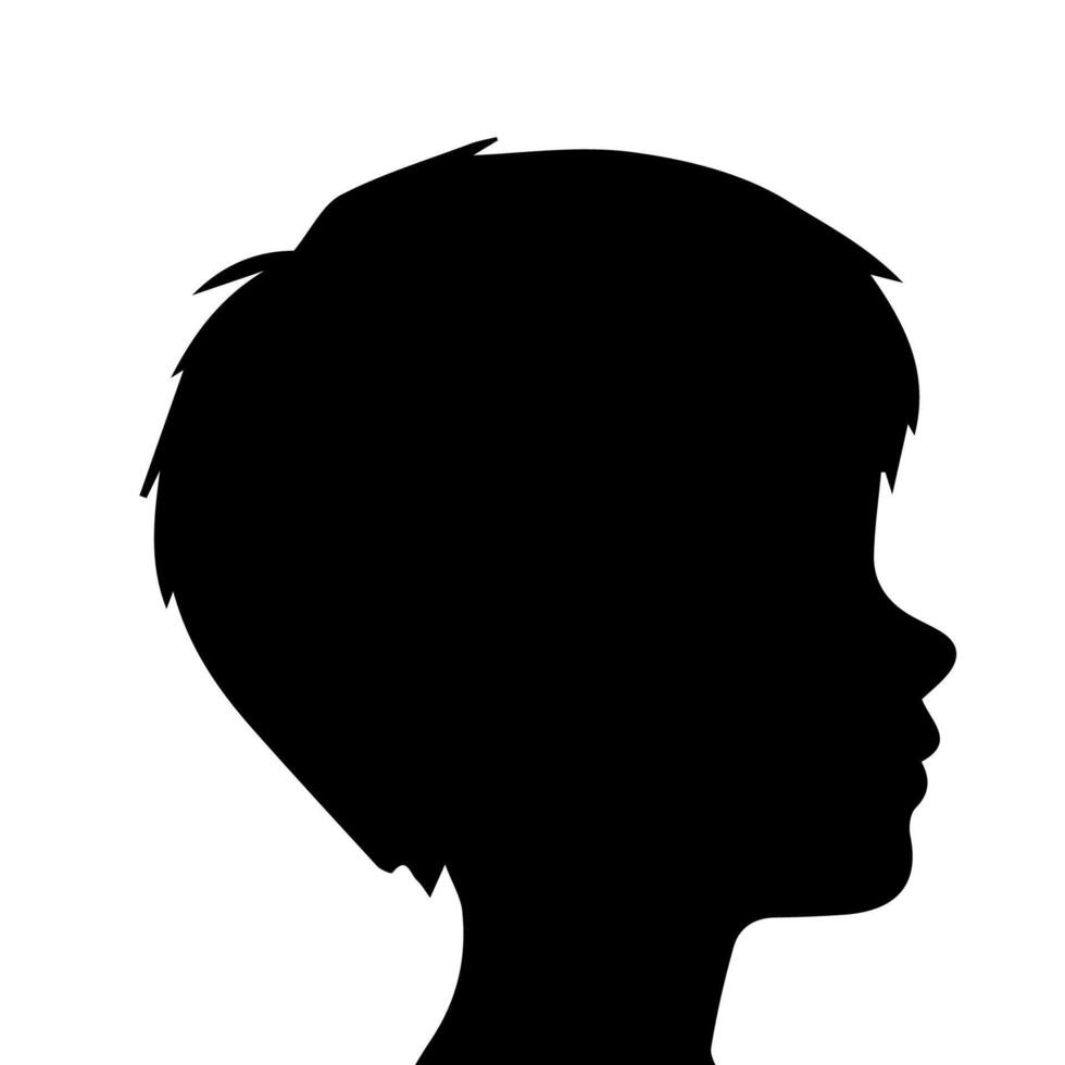 Silhouette of a boy. The side of the child's head. vector