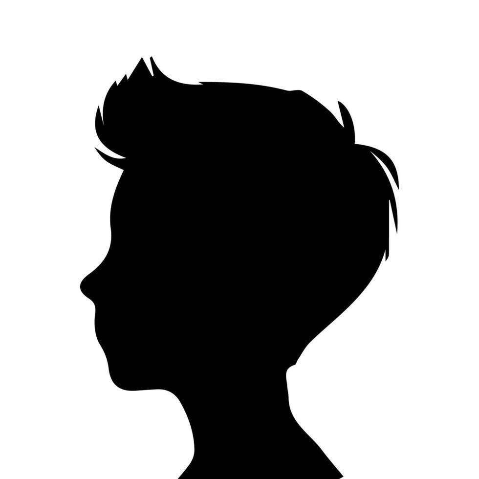 Silhouette of a boy. The side of the child's head. vector