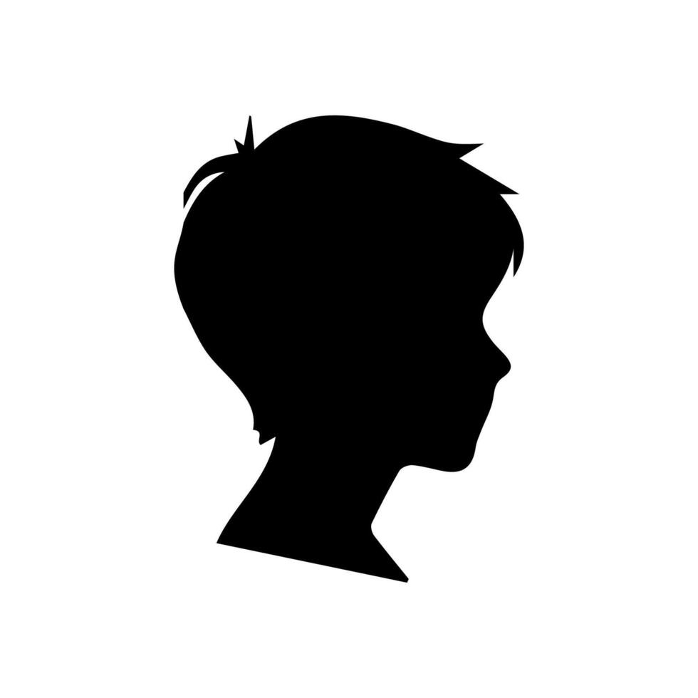 Silhouette of a boy. The side of the child's head. vector