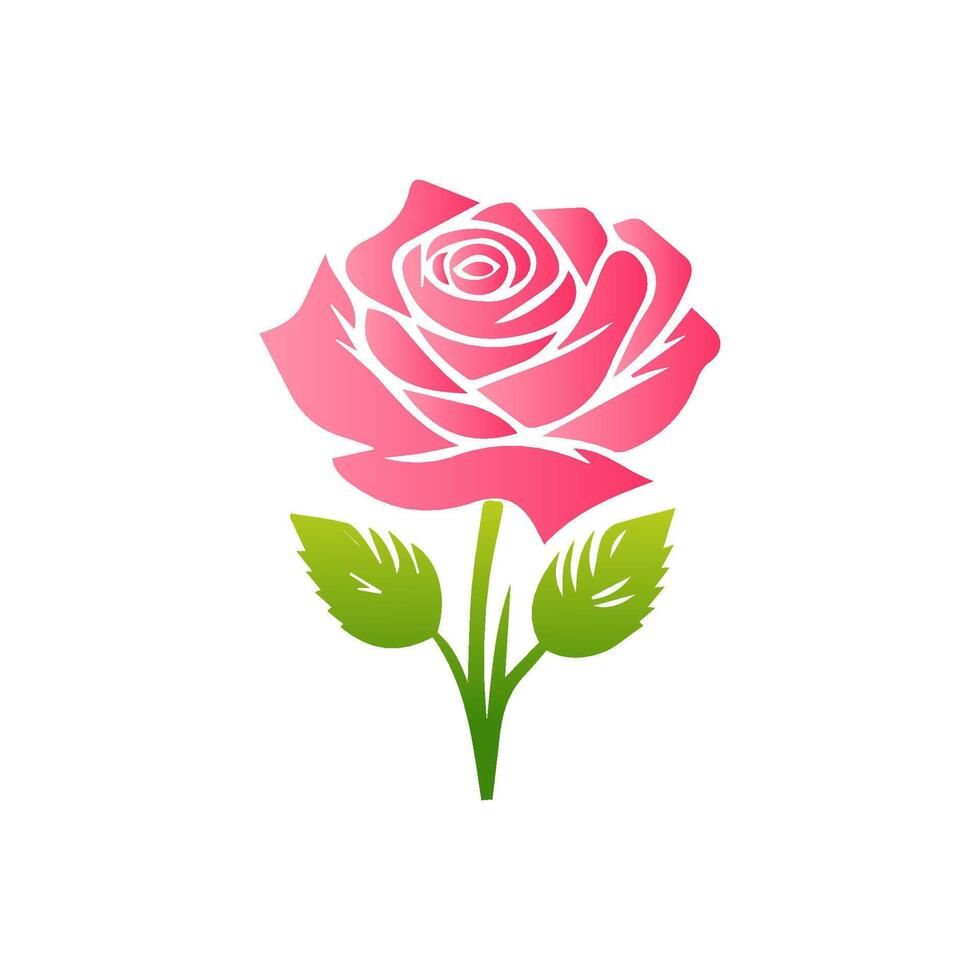 Pink rose flowers, floral decorated with gorgeous multicolored blooming flowers and leaves border. Spring botanical flat illustration on white background vector