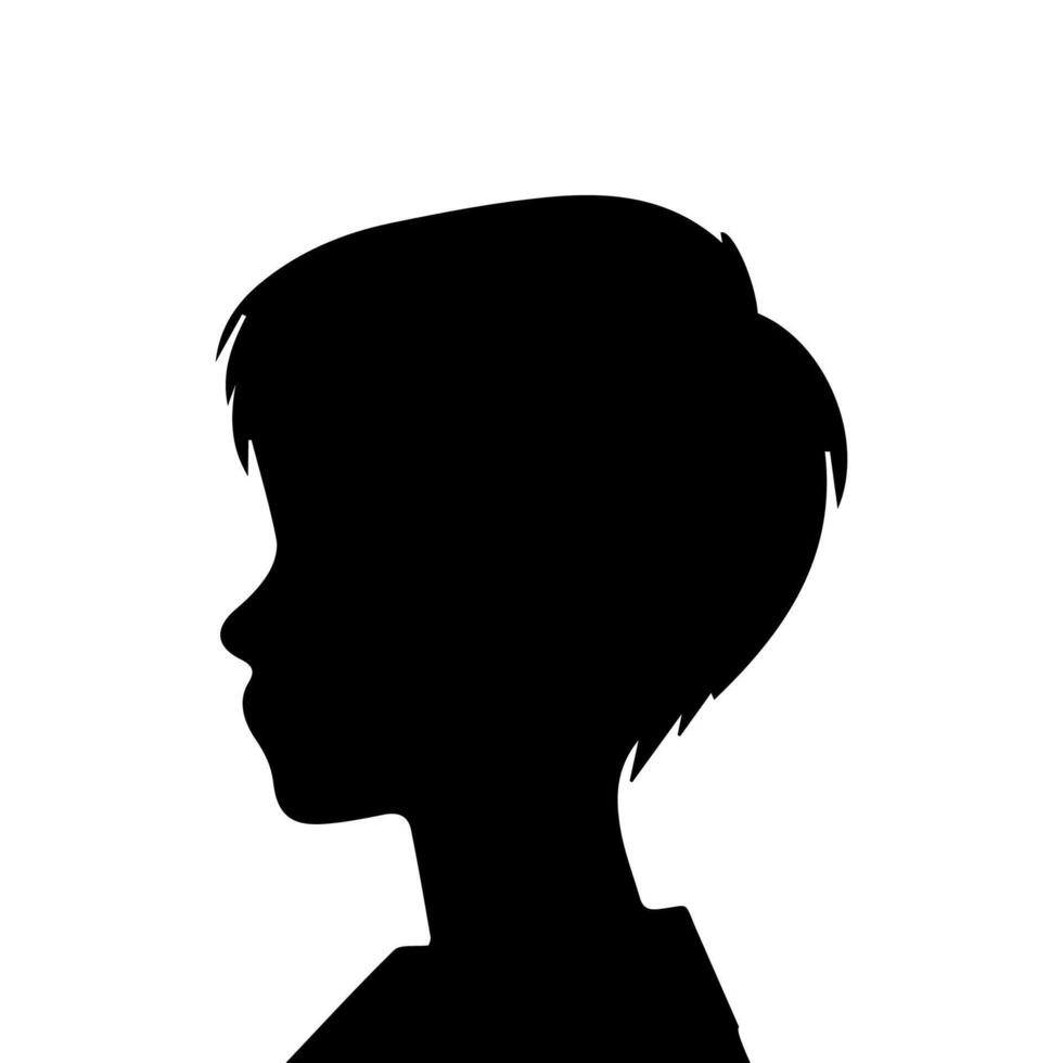 Silhouette of a boy. The side of the child's head. vector