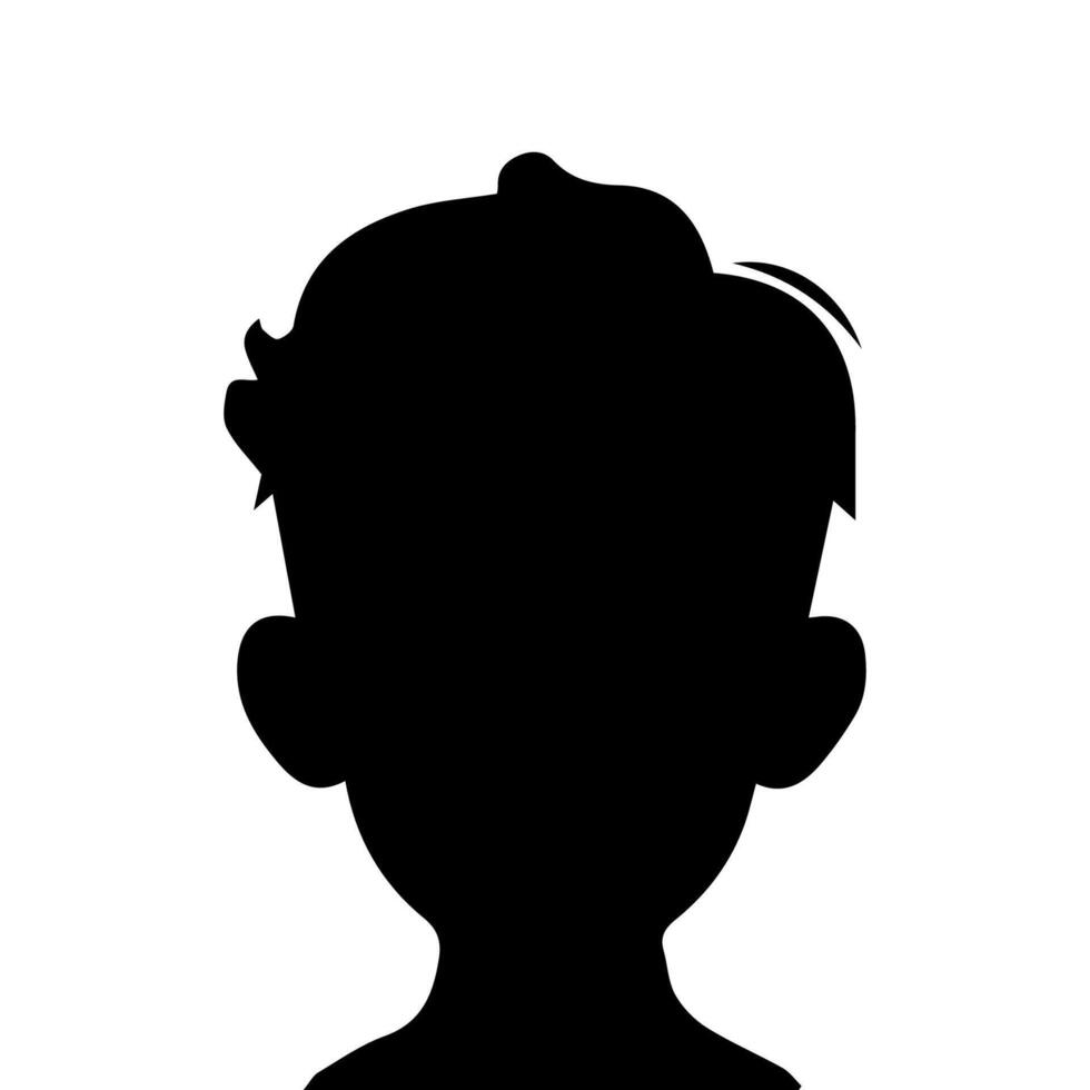 Silhouette of a boy. The side of the child's head. vector