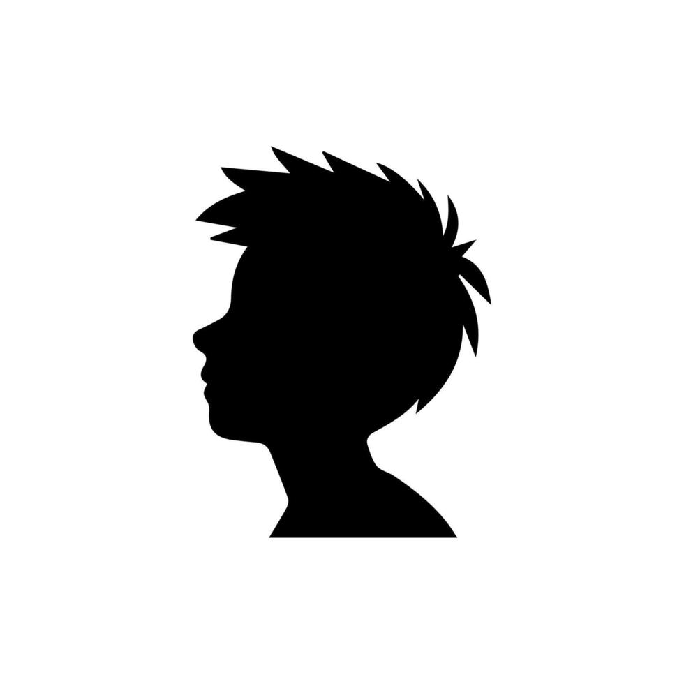 Silhouette of a boy. The side of the child's head. vector
